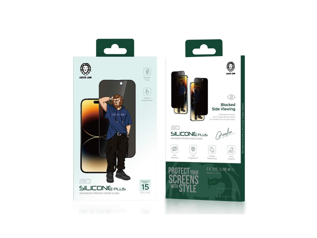 Green Lion 3D Silicone Privacy Screen Protector for iPhone 15 Pro Max - Black Green Lion 3D Silicone Privacy Screen Protector for iPhone 15 Pro Max - Black
